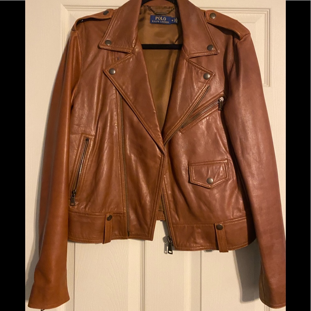 Polo Ralph Lauren Lambskin Leather Jacket sz 10